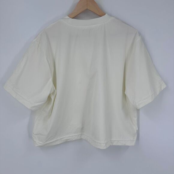 Nike Sportswear Everyday Woven Boxy Top Shirt Womens L Plus‎ Loose Fit Off White - Picture 2 of 8